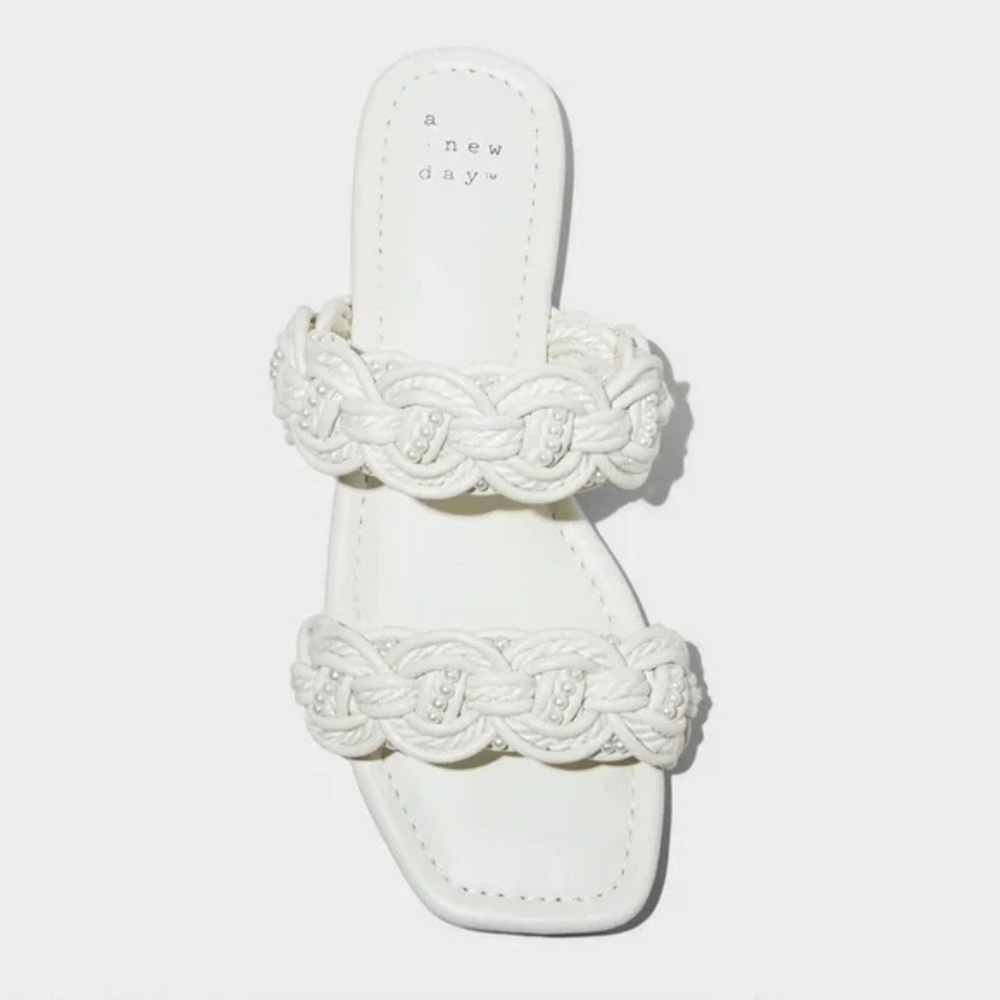 A New Day Braided White Sandals